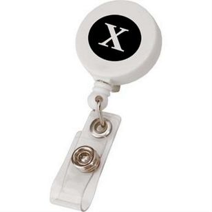 Round Retractable Badge Holder and Badge Reel - White