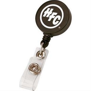 Round Retractable Badge Holder and Badge Reel - Black