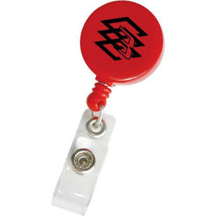 Round Retractable Badge Holder and Badge Reel - Red