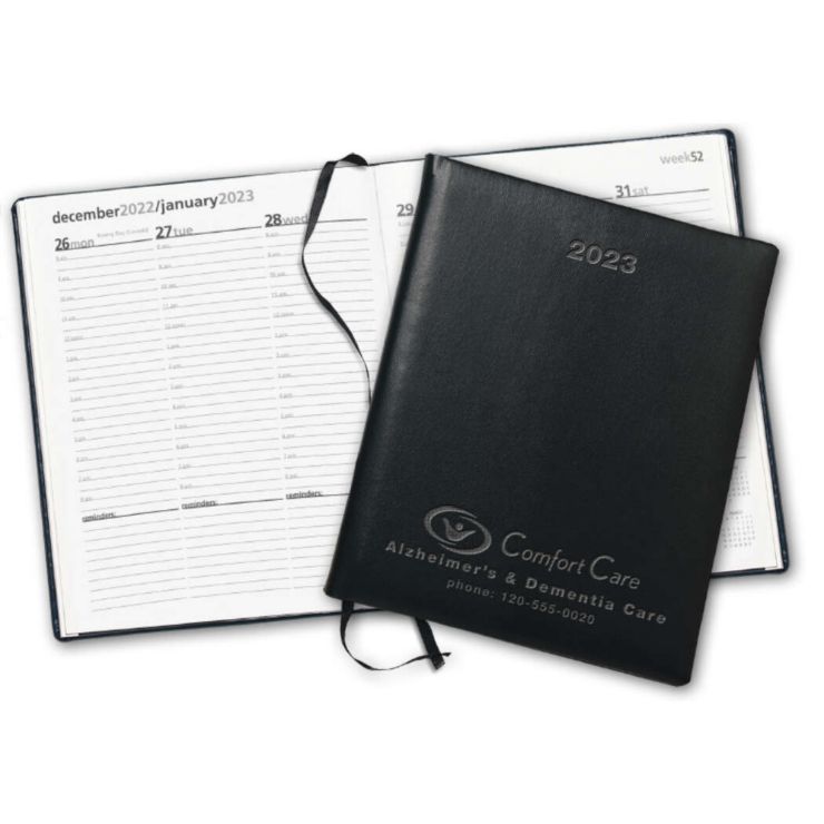 Symphony Debossed Weekly Desk Calendar - 2023 - Black