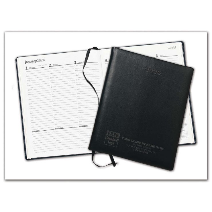Symphony Debossed Weekly Desk Calendar - Black