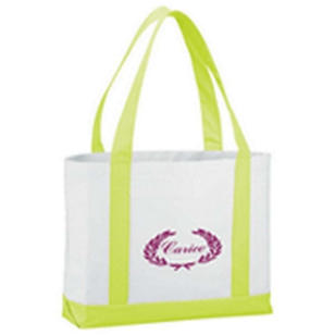 Large Tote Bag - White/Green, Lime