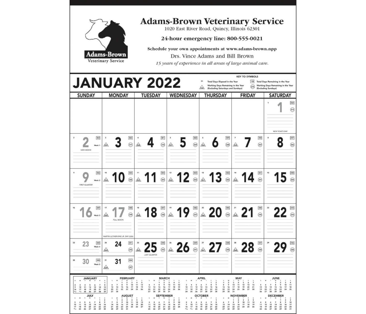 Black & White Contractor Memo Calendar - 2022 - White
