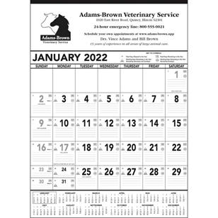 Black & White Contractor Memo Calendar - 2022