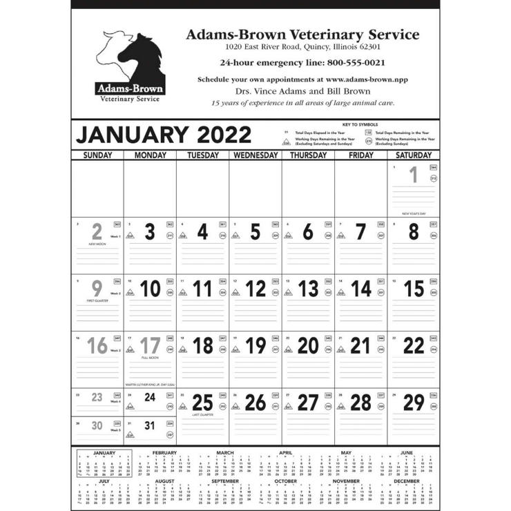 Black & White Contractor Memo Calendar - 2022 - White