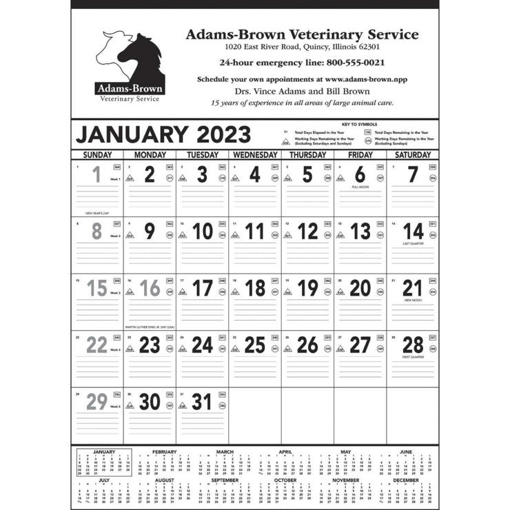 Black & White Contractor Memo Calendar - 2023 - White
