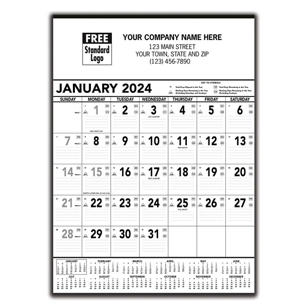 Black & White Contractor Memo Calendar - 2024 - White