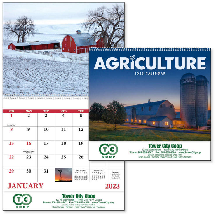 Agriculture Calendar, Spiral - 2023 - White