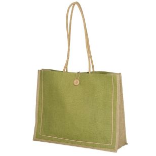 Milan Jute Tote - Green, Lime/Natural