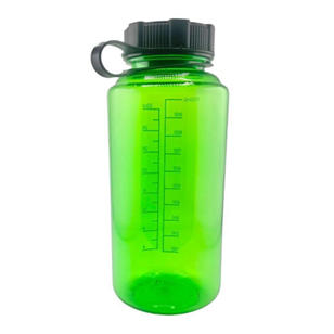 32 Oz. Water Bottle with Strap Lid & Graduated Scale - Green, Translucent