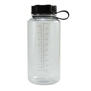 32 Oz. Water Bottle with Strap Lid & Graduated Scale - Clear