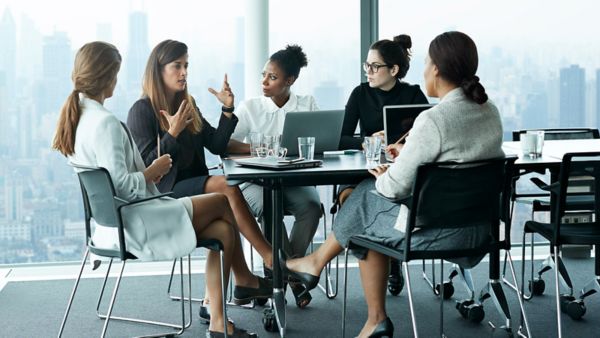 People talking around a table