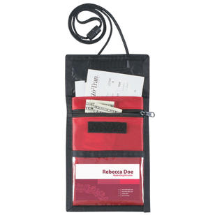 Nylon Neck Wallet Badge Holder - Red