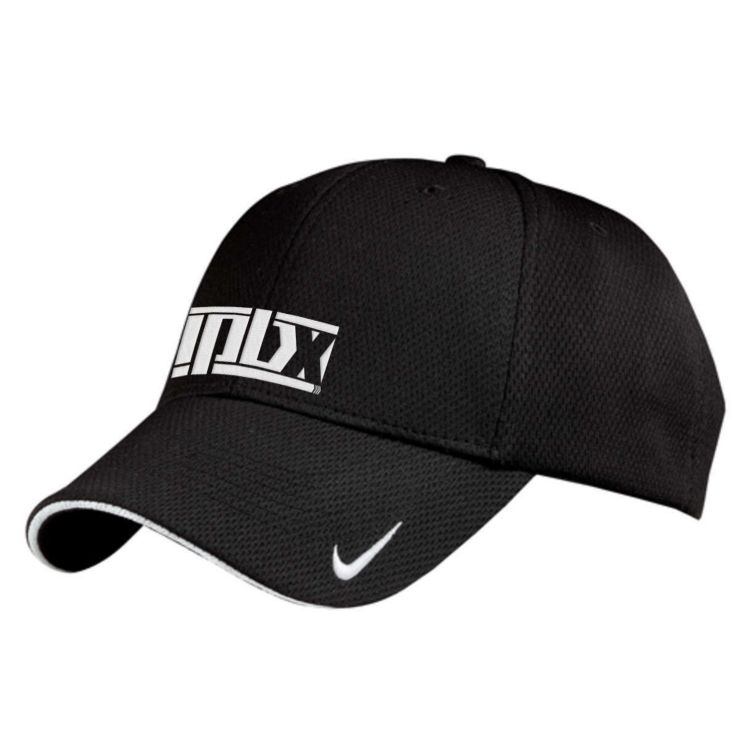 Nike Golf DriFit Mesh Swoosh Flex Sandwich Cap Dark/All Black