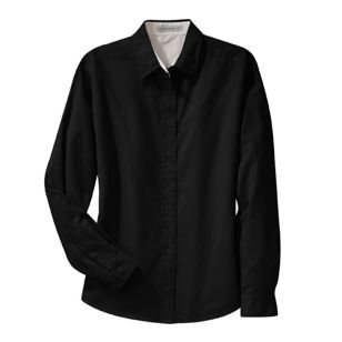 Port Authority Ladies Long Sleeve Easy Care Shirt - Dark/All - Black/Stone, Light