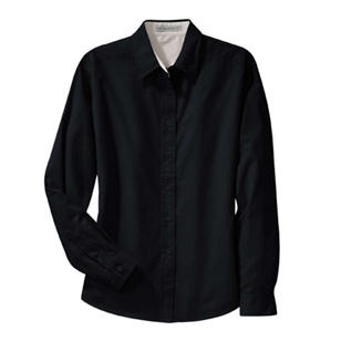 Port Authority Ladies Long Sleeve Easy Care Shirt - Dark/All - Blue, Navy/Stone