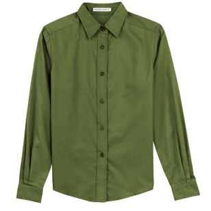 Port Authority Ladies Long Sleeve Easy Care Shirt - Dark/All - Green, Clover