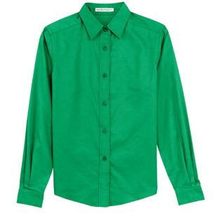 Port Authority Ladies Long Sleeve Easy Care Shirt - Dark/All - Green, Court