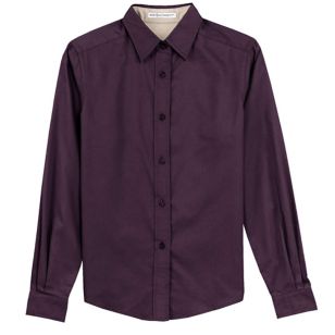 Port Authority Ladies Long Sleeve Easy Care Shirt - Dark/All - Eggplant/Stone, Light