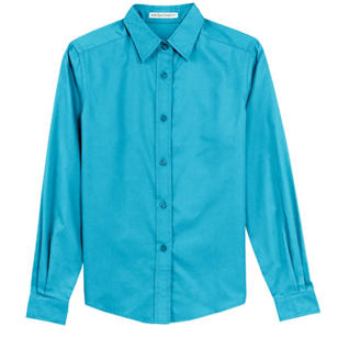 Port Authority Ladies Long Sleeve Easy Care Shirt - Dark/All - Blue, Maui