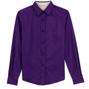 Port Authority Ladies Long Sleeve Easy Care Shirt - Dark/All - Purple/Stone