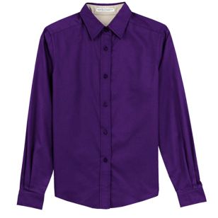 Port Authority Ladies Long Sleeve Easy Care Shirt - Dark/All - Purple/Stone, Light