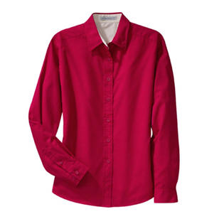 Port Authority Ladies Long Sleeve Easy Care Shirt - Dark/All - Red/Stone