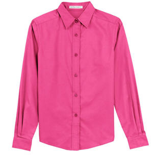 Port Authority Ladies Long Sleeve Easy Care Shirt - Dark/All - Pink, Tropical