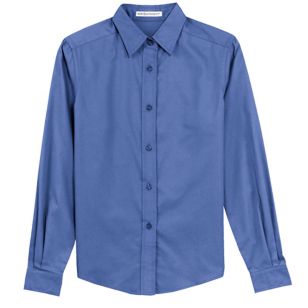 Port Authority Ladies Long Sleeve Easy Care Shirt - Dark/All - Blue, Ultramarine