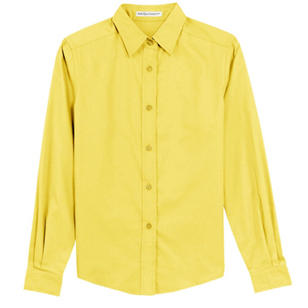 Port Authority Ladies Long Sleeve Easy Care Shirt - Dark/All - Yellow