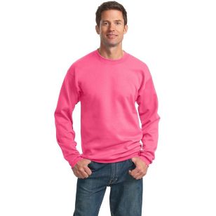 Port and Company 7.8 Oz. Crewneck Sweatshirt - Dark/Colors - Pink, Neon