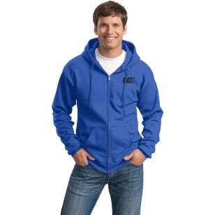 Port and Company 7.8 Oz. Full-Zip Dark Hooded Sweatshirt - Blue, Royal