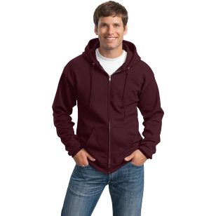 Port and Company 7.8 Oz. Full-Zip Dark Hooded Sweatshirt - Maroon