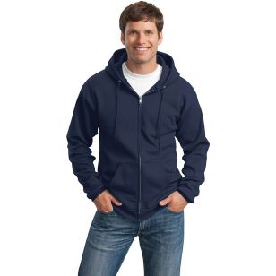 Port and Company 7.8 Oz. Full-Zip Dark Hooded Sweatshirt - Blue, Navy