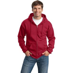Port and Company 7.8 Oz. Full-Zip Dark Hooded Sweatshirt - Red
