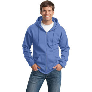 Port and Company 7.8 Oz. Full-Zip Dark Hooded Sweatshirt - Blue, Carolina