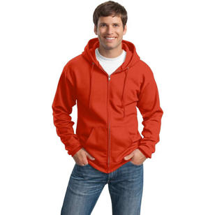 Port and Company 7.8 Oz. Full-Zip Dark Hooded Sweatshirt - Orange