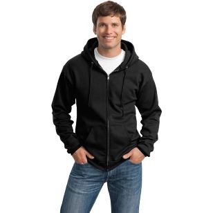 Port and Company 7.8 Oz. Full-Zip Dark Hooded Sweatshirt - Black, Jet