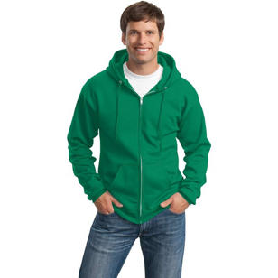 Port and Company 7.8 Oz. Full-Zip Dark Hooded Sweatshirt - Green, Kelly
