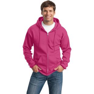 Port and Company 7.8 Oz. Full-Zip Dark Hooded Sweatshirt - Sangria