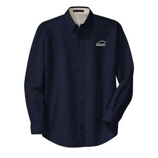 Port Authority Long Sleeve Easy Care Shirt - Dark/All - Blue, Navy/Stone