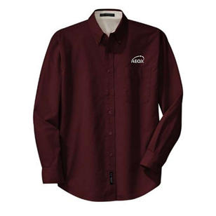 Port Authority Long Sleeve Easy Care Shirt - Dark/All - Burgundy/Stone