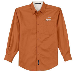 Port Authority Long Sleeve Easy Care Shirt - Dark/All - Orange, Texas/Stone