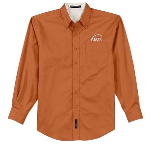Port Authority Long Sleeve Easy Care Shirt - Dark/All - Orange, Texas/Stone