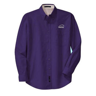 Port Authority Long Sleeve Easy Care Shirt - Dark/All - Purple/Stone
