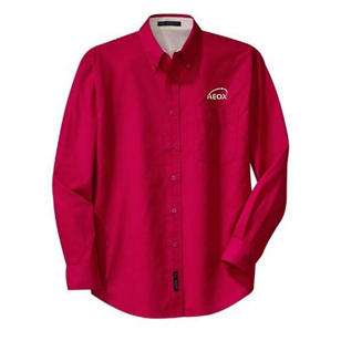 Port Authority Long Sleeve Easy Care Shirt - Dark/All - Red/Stone