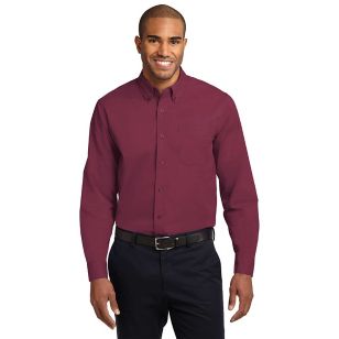 Port Authority Long Sleeve Easy Care Shirt - Dark/All - Burgundy/Stone, Light