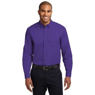 Port Authority Long Sleeve Easy Care Shirt - Dark/All - Purple/Stone, Light