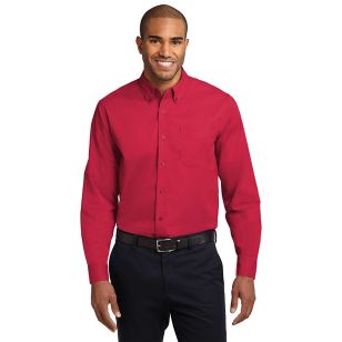 Port Authority Long Sleeve Easy Care Shirt - Dark/All - Red/Stone, Light