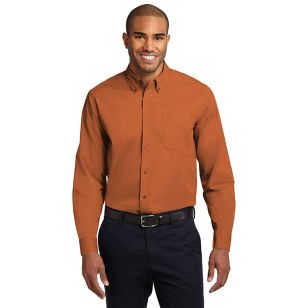 Port Authority Long Sleeve Easy Care Shirt - Dark/All - Orange, Texas/Stone, Light